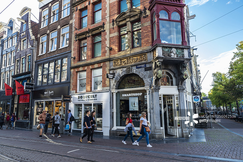 荷兰阿姆斯特丹的购物街图片素材