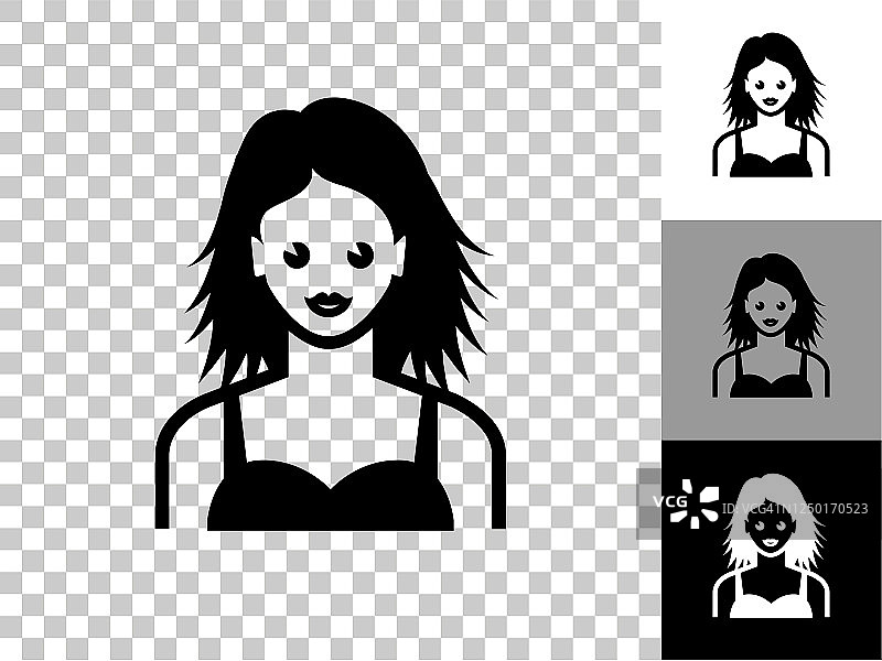 女人的脸肖像图标在棋盘透明的背景图片素材