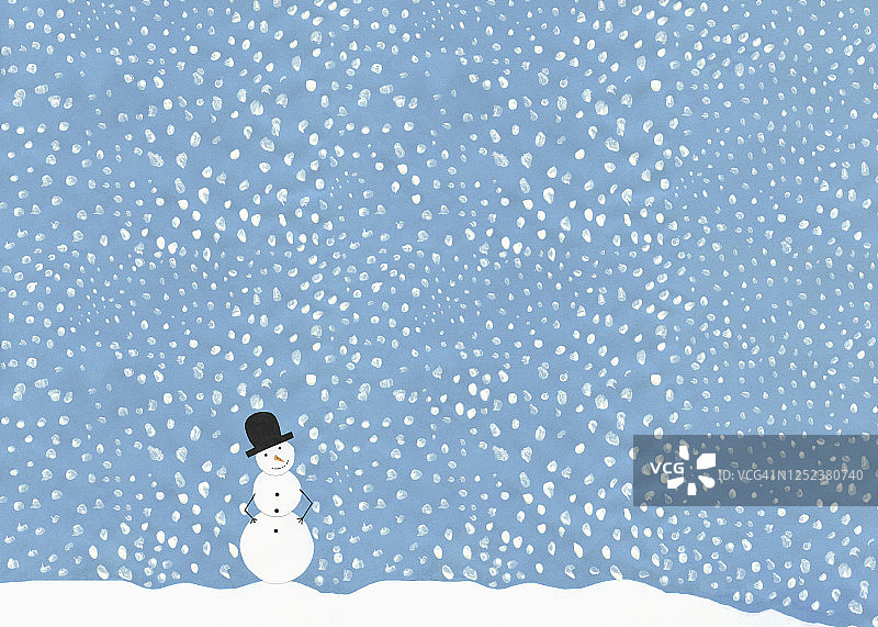 雪天映衬下的雪人插图图片素材