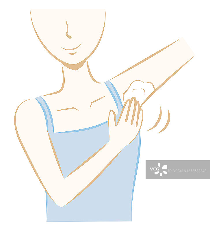 女人保湿除臭剂身体护理霜在手绘风格的两侧图片素材