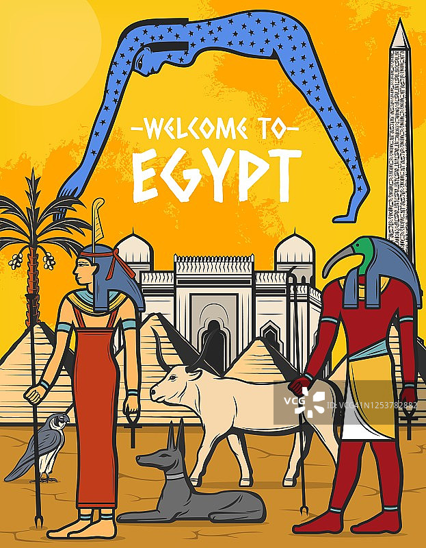 埃及旅游海报，埃及金字塔地标图片素材