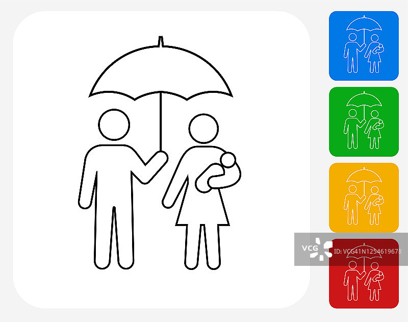 雨伞下的家庭图标图片素材
