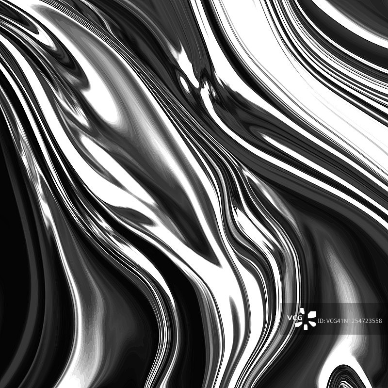 黑白铬对比抽象背景。油和沥青的液体质地。图片素材