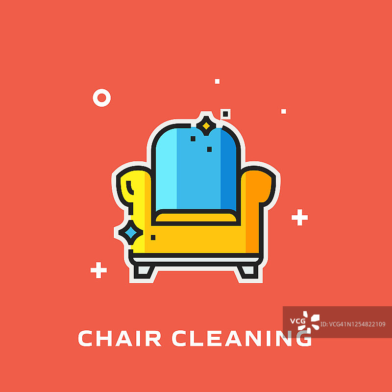椅子清洁直线图标。向量符号说明。图片素材