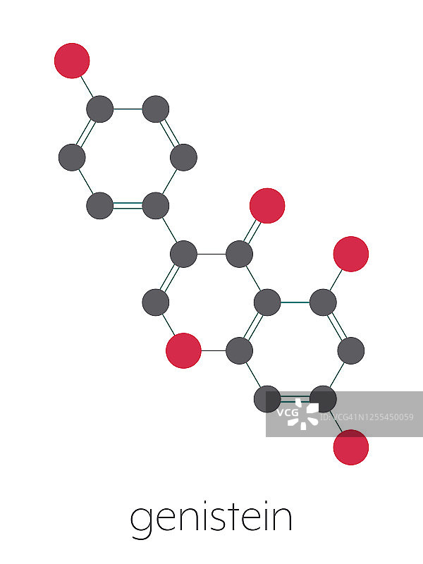 染料木素异黄酮分子，插图图片素材