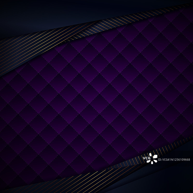 抽象模板蓝色三角形与紫色几何方格图案纹理上的金线重叠图片素材