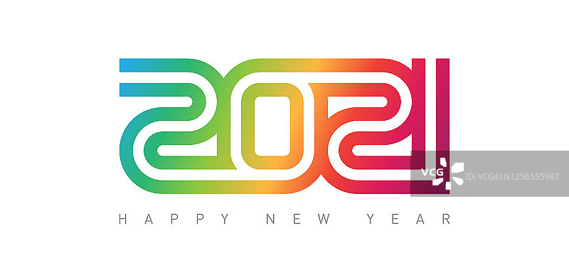 2021年新年快乐。宣传册或日历封面设计模板。封面的商业日记为2021年与愿望和彩色梯度。向量。图片素材