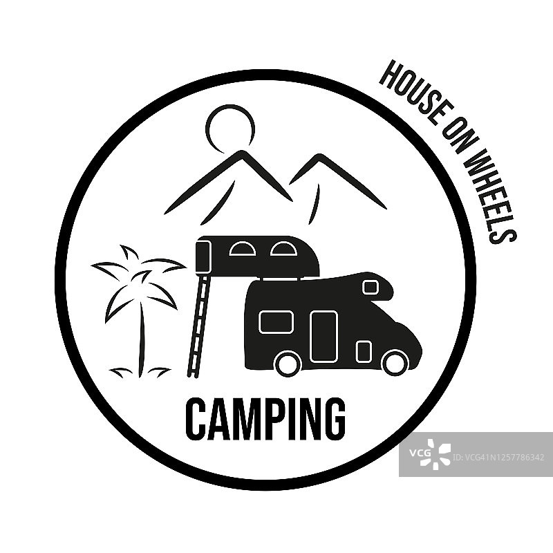 旅行拖车图标。移动的家,露营。图片素材