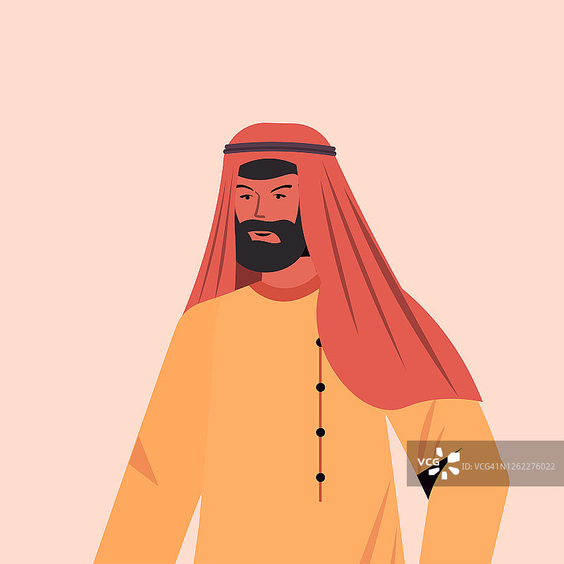 阿拉伯男子传统服饰阿拉伯男性卡通人物肖像图片素材