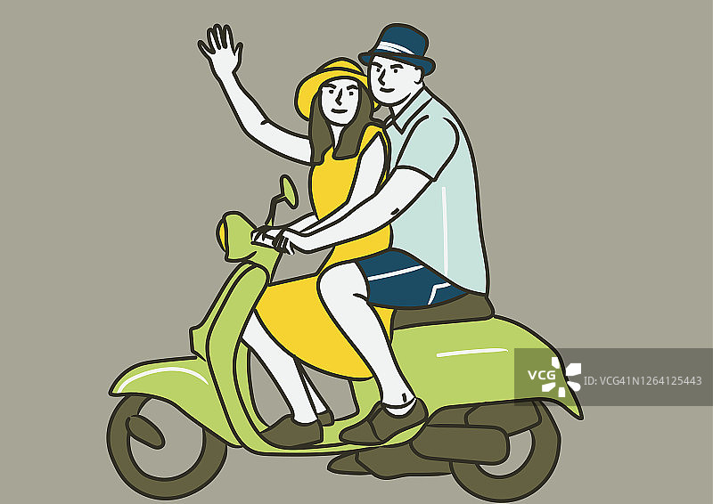 骑摩托车的夫妇图片素材
