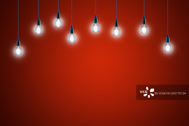 想法和团队合作的概念-复古白炽灯泡的颜色背景图片素材
