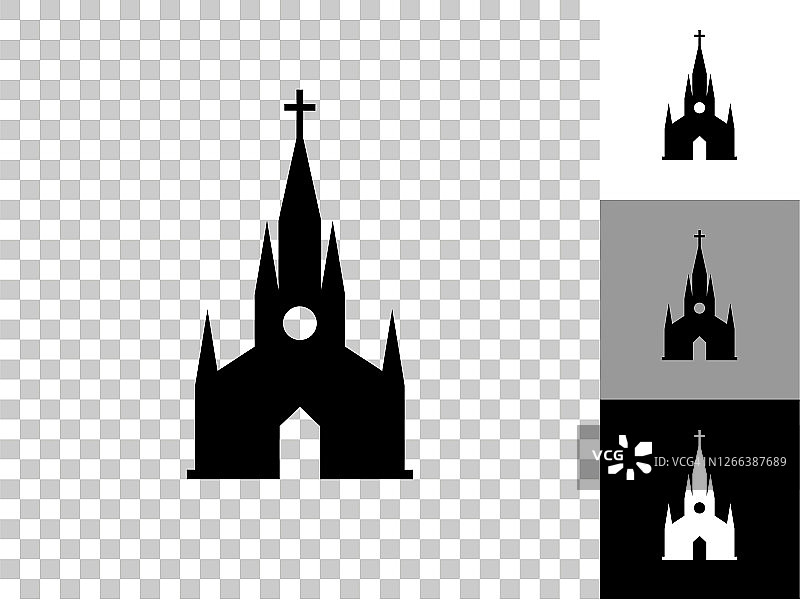基督教教堂图标在棋盘透明的背景图片素材