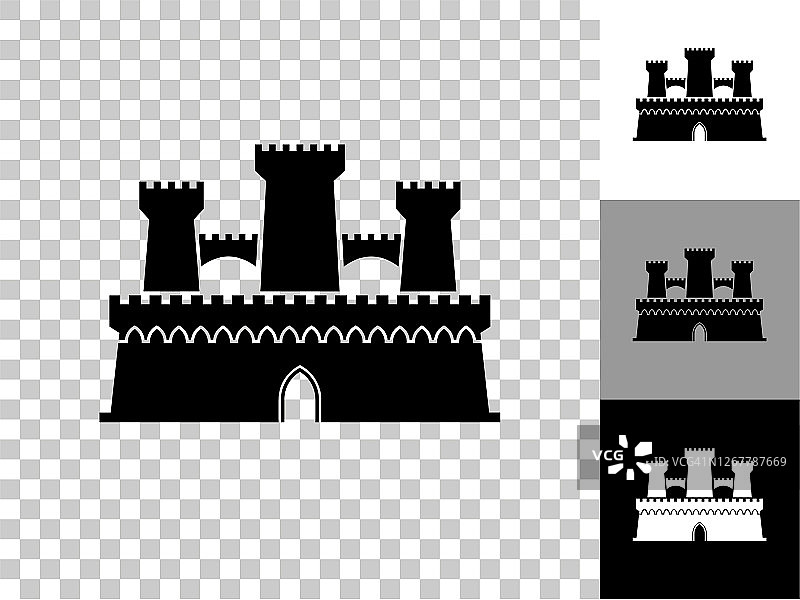 城堡图标在棋盘透明的背景图片素材