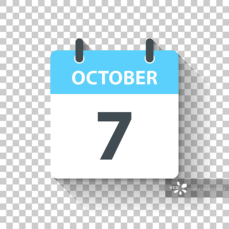 10月7日-平面设计风格的每日日历图标图片素材