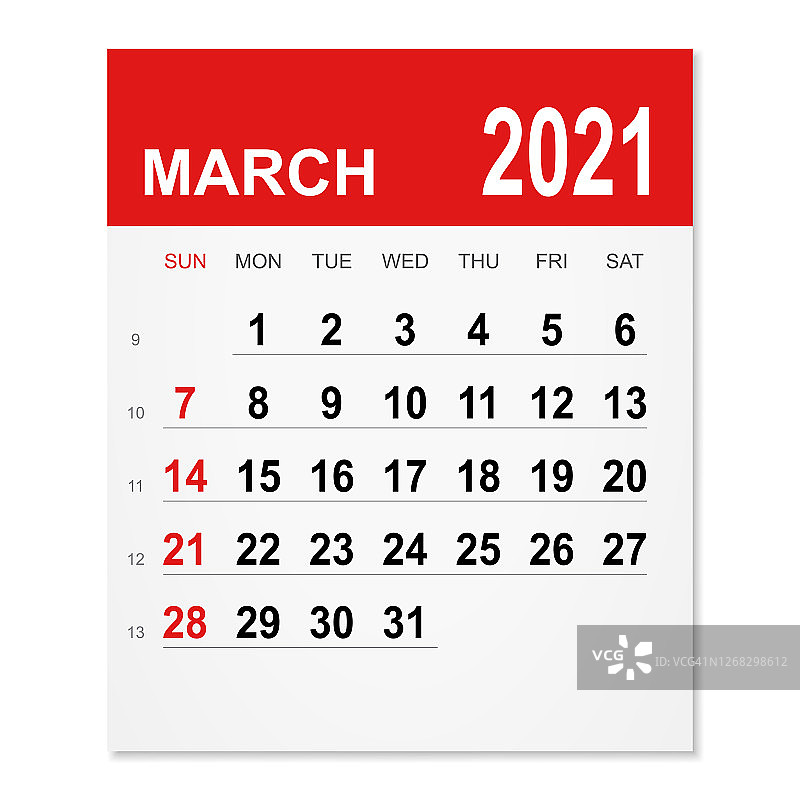 2021年3月日历图片素材