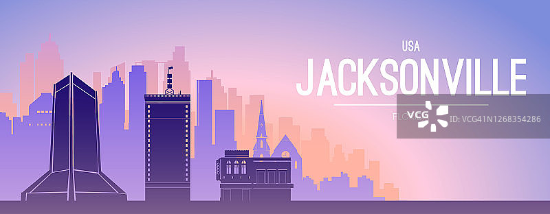 杰克逊维尔著名的城市景观景观背景。图片素材
