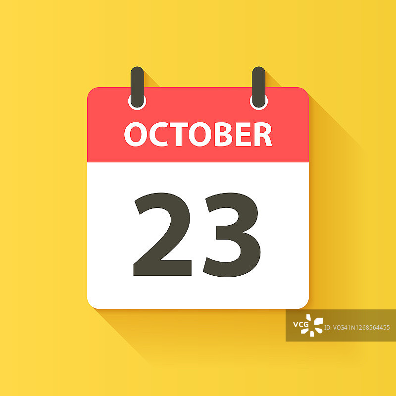 10月23日-日日历图标在平面设计风格图片素材