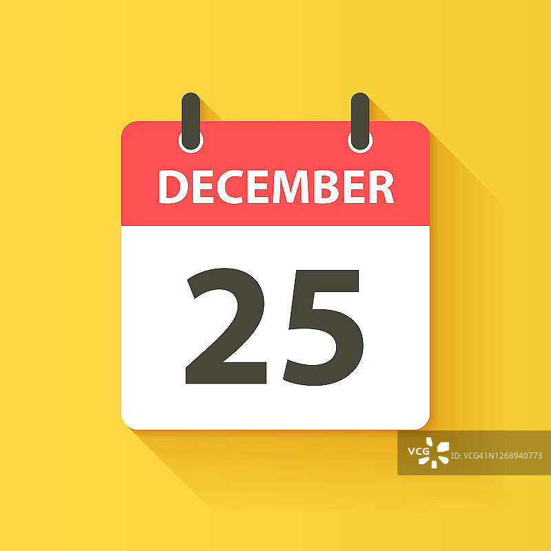 12月25日-每日日历图标在平面设计风格图片素材