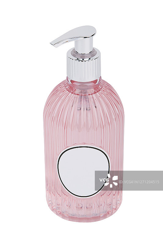 洗手液装于带有分配器的透明塑料瓶内图片素材