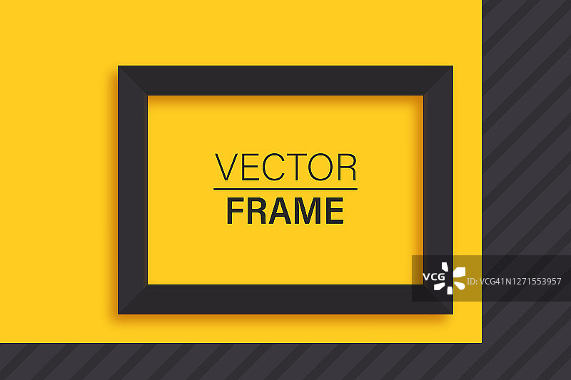 框架。平铺黑色框架。框架模型模板在孤立的黄色背景。黑色和黄色。矢量图图片素材