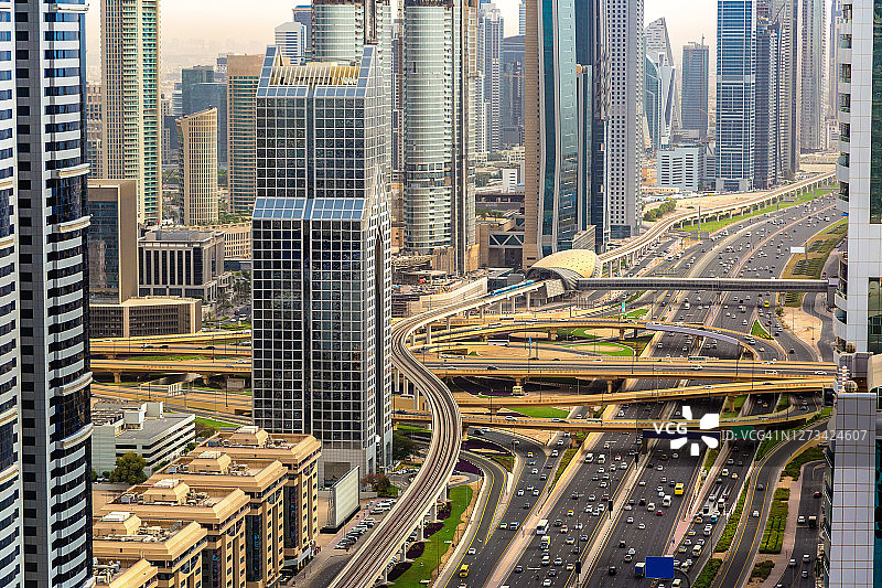 迪拜市中心鸟瞰图图片素材