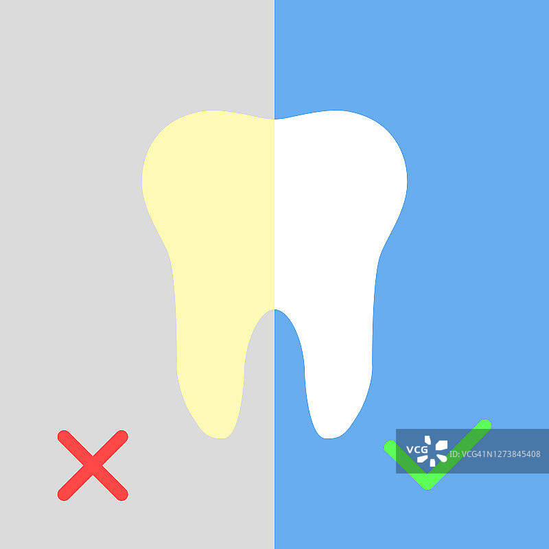黄色和白色的牙齿在蓝色的背景。图片素材