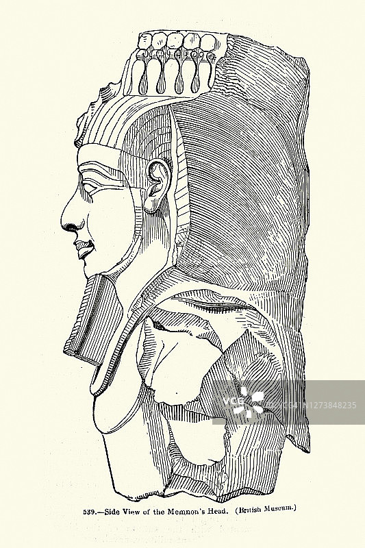 古埃及，拉美西斯二世雕像，年轻的门农，侧面图片素材