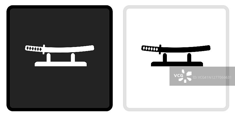 武士刀图标上的黑色按钮与白色翻转图片素材