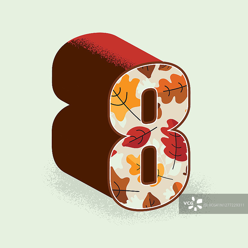 创意秋季或秋季3d装饰数字8设计图片素材