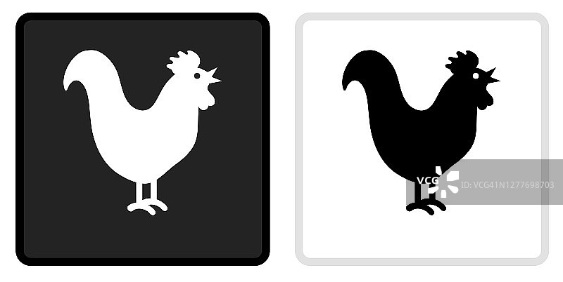 公鸡图标上的黑色按钮与白色翻转图片素材