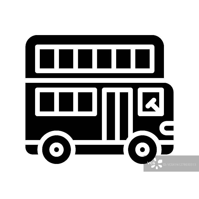 交通图标相关的公共交通巴士和灯光矢量在固体设计，图片素材