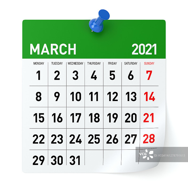 2021年3月-日历图片素材