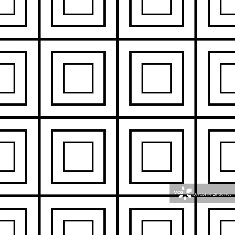 矢量无缝几何图案。单色平方可重复背景。简单的黑白格子纹理-无尽的设计。图片素材