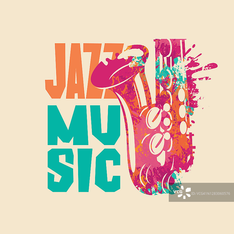 爵士音乐与萨克斯风的收藏海报图片素材