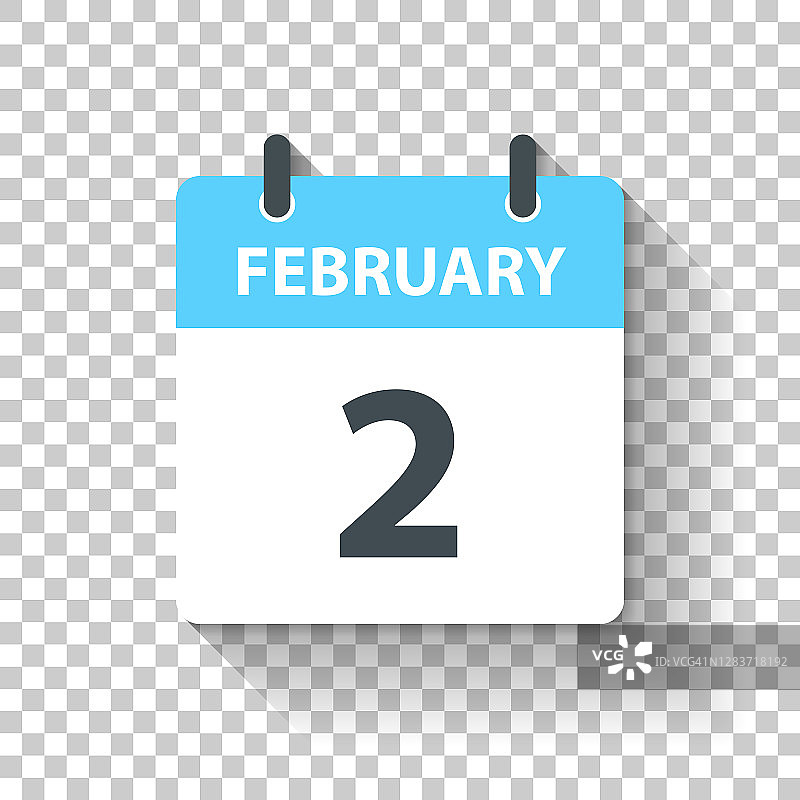 2月2日-每日日历图标在平面设计风格图片素材