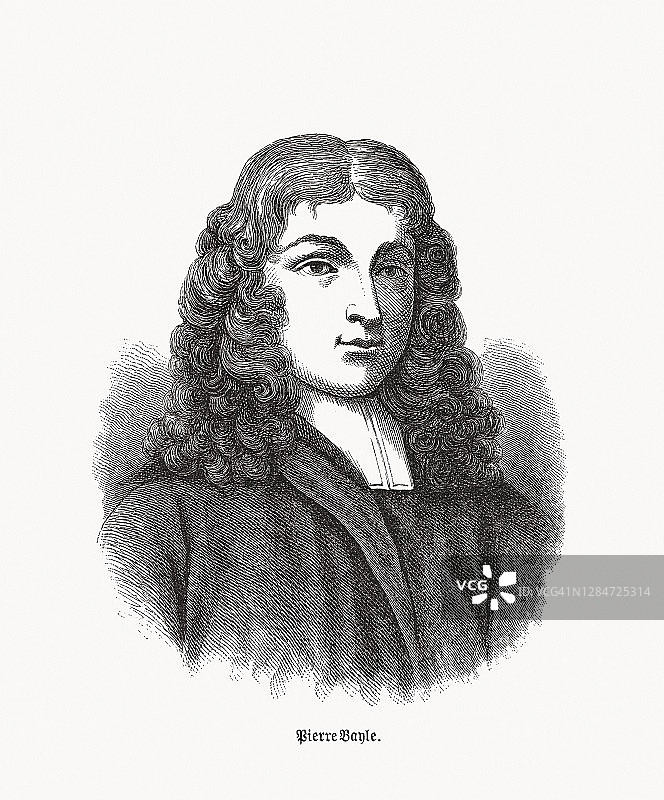 皮埃尔·贝勒(1647-1706)，法国哲学家，木刻，1893年出版图片素材