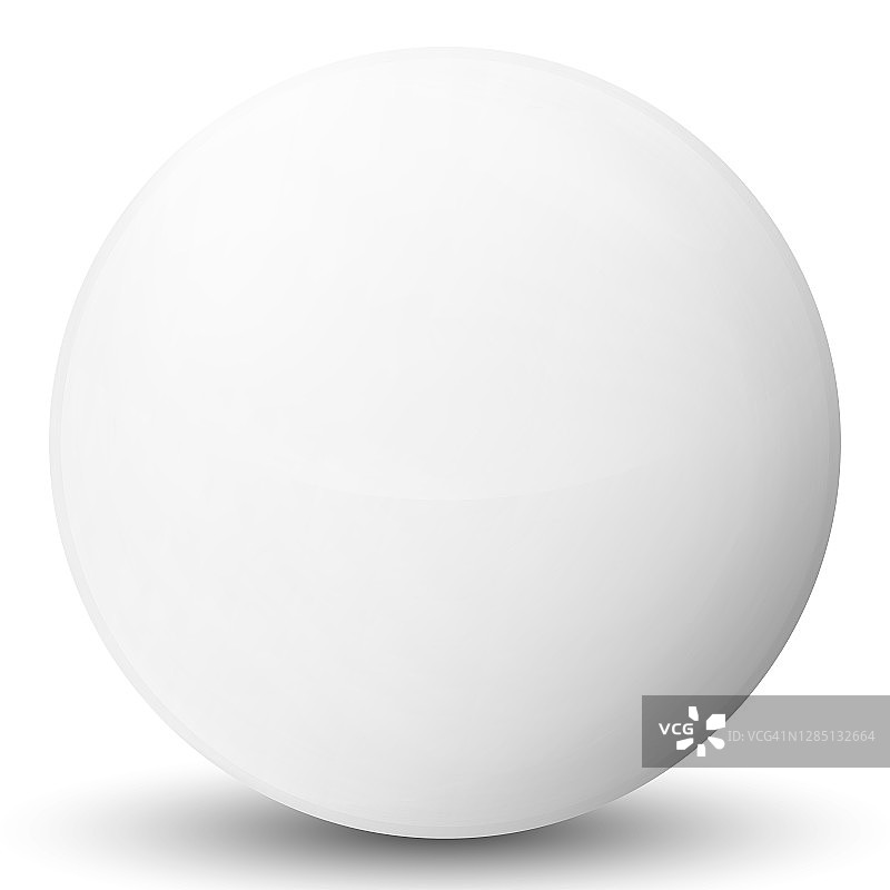 玻璃白色球或珍贵珍珠。光滑的现实球，三维抽象矢量插图突出的白色背景。有影子的大金属泡泡。图片素材