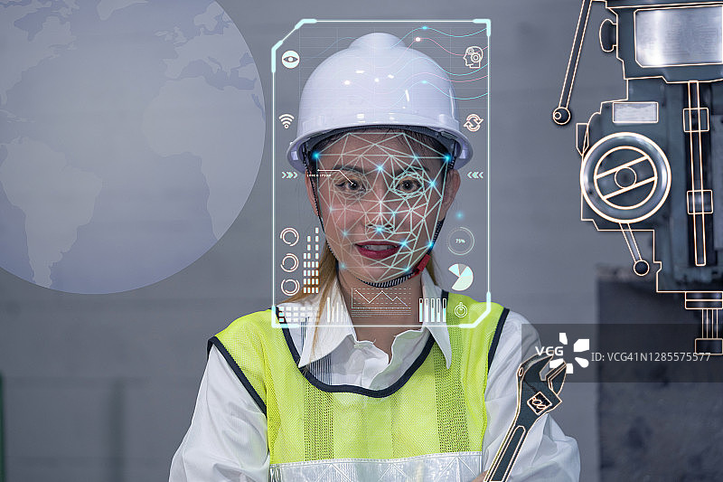 女性工程师控制与智能连接的新技术图片素材