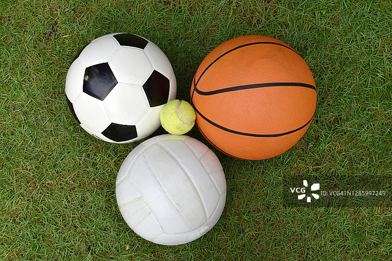 足球、篮球、排球和网球图片素材