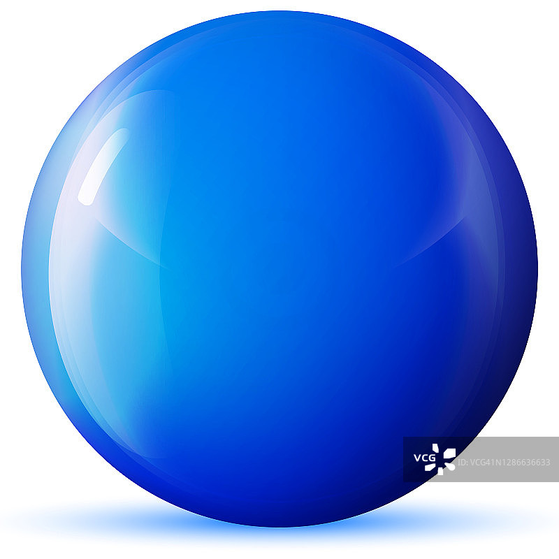 玻璃蓝球或珍贵珍珠。光滑的现实球，三维抽象矢量插图突出的白色背景。有影子的大金属泡泡。图片素材