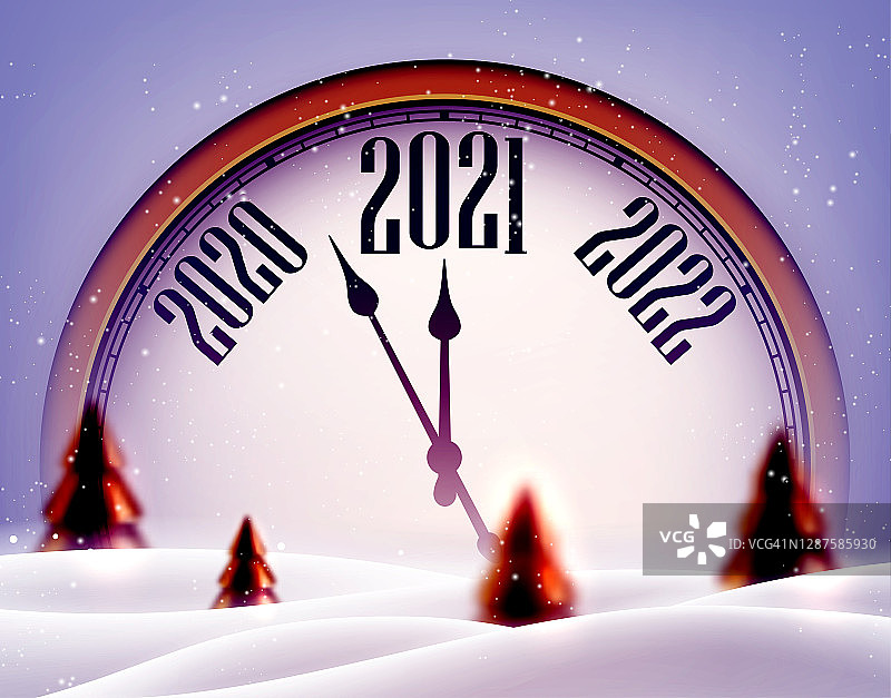 创意时钟显示2021年。图片素材