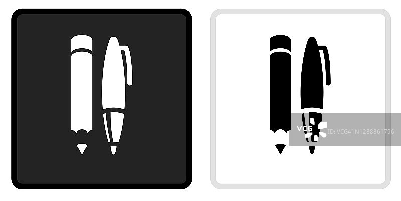 钢笔和铅笔图标上的黑色按钮与白色滚动图片素材