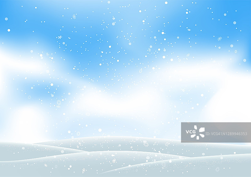 圣诞节的雪花飘在蓝天上图片素材