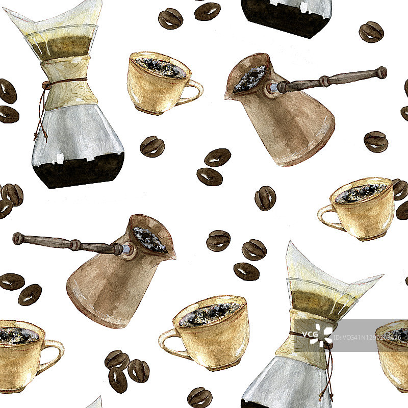 咖啡制作无缝图案设计图片素材