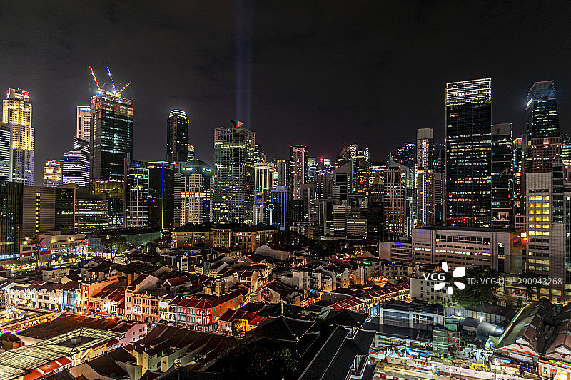 新加坡城市夜景中国城图片素材
