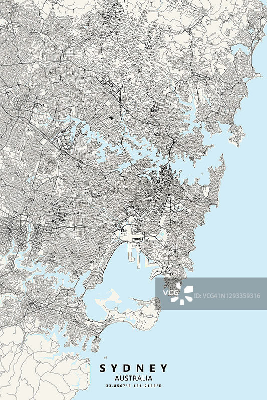 悉尼，澳大利亚矢量地图图片素材