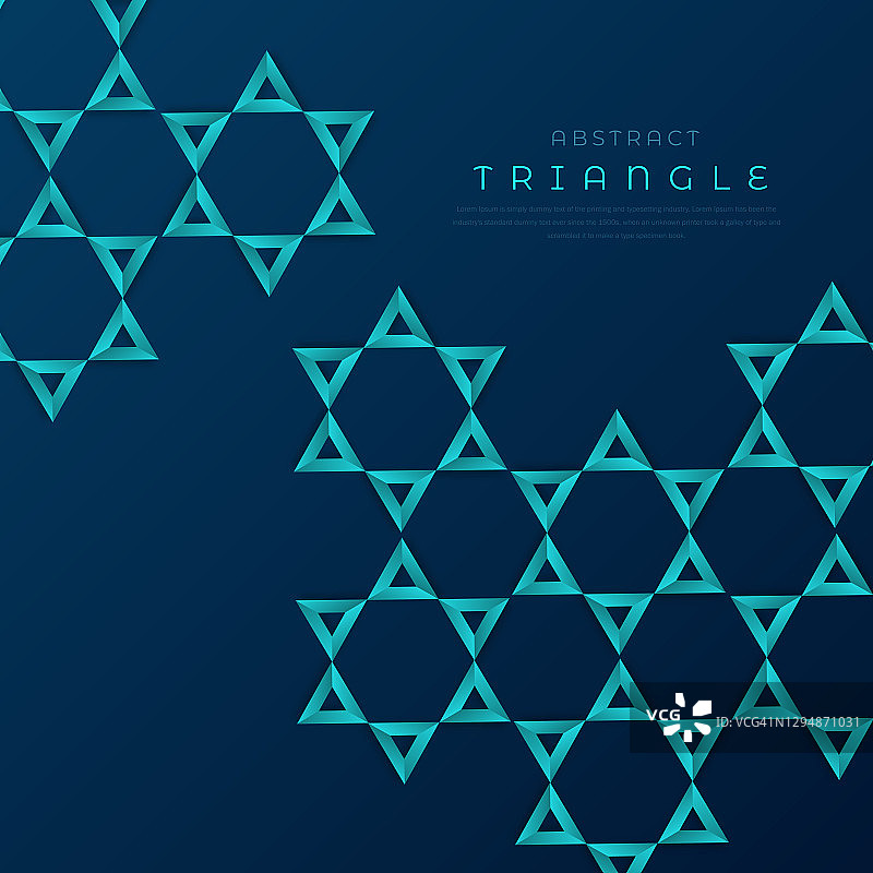 抽象的现代三角形图案元素在蓝色背景与复制空间。图片素材