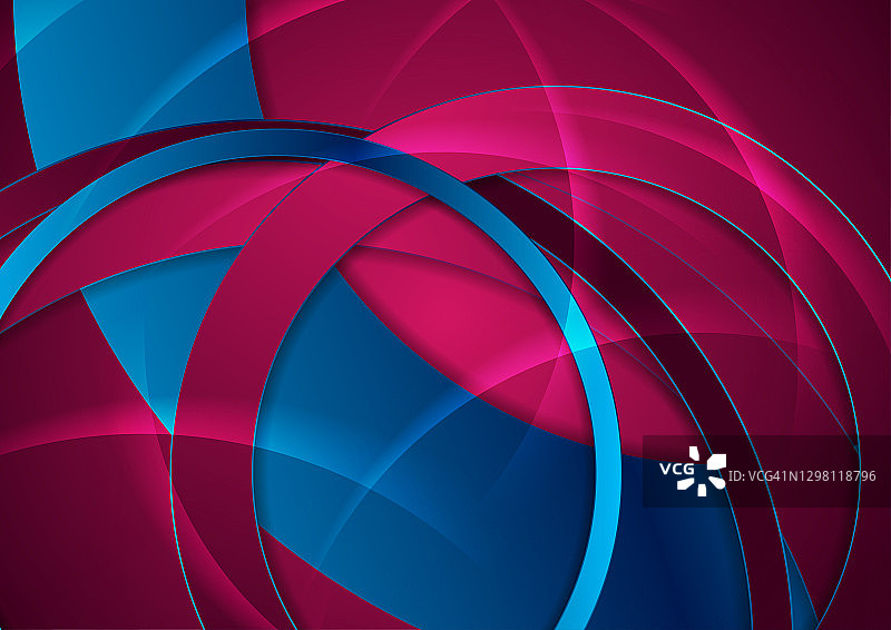 蓝色和紫色光泽的圆圈抽象技术背景图片素材