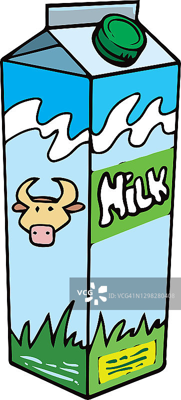 向量牛奶纸盒。乳制品产品说明。图片素材