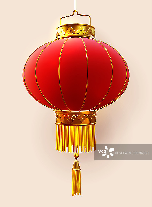 红灯笼是亚洲传统的装饰品。日本亚洲金灯节。中国新年的装饰品。中国的元宵节。现实的三维设计。矢量插图。图片素材